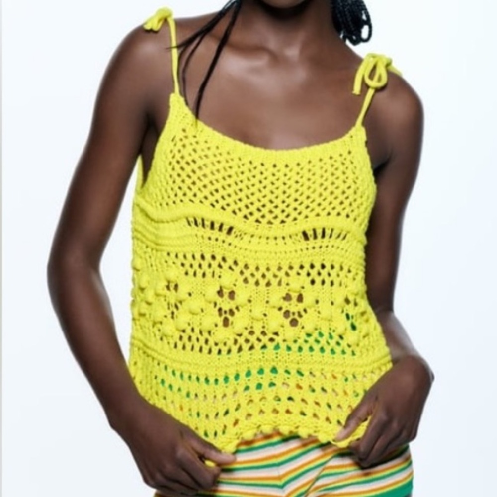 Yellow Zara Crochet Top Size Small